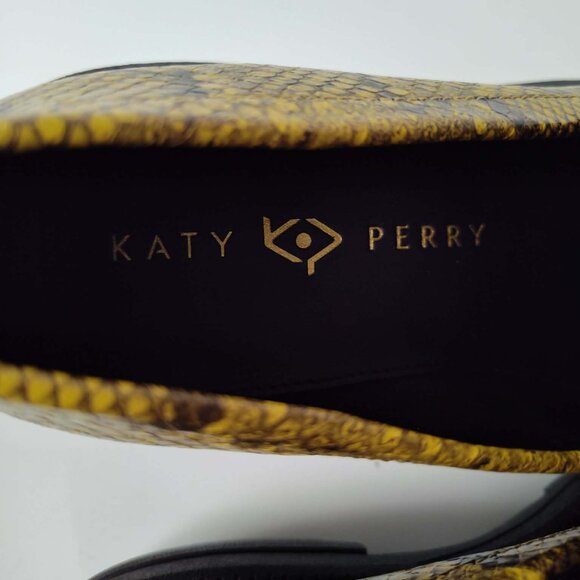 Katy Perry yellow and gray snakeskin chunky platform loafers size 8.5 - Picture 8 of 12
